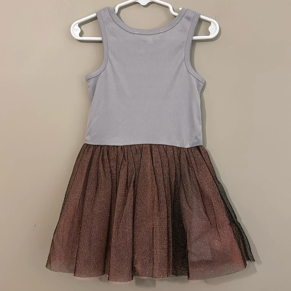 NWT- Truly Me Kids Haunted House long sleeve tutu Dress, Grey multi, 2T
